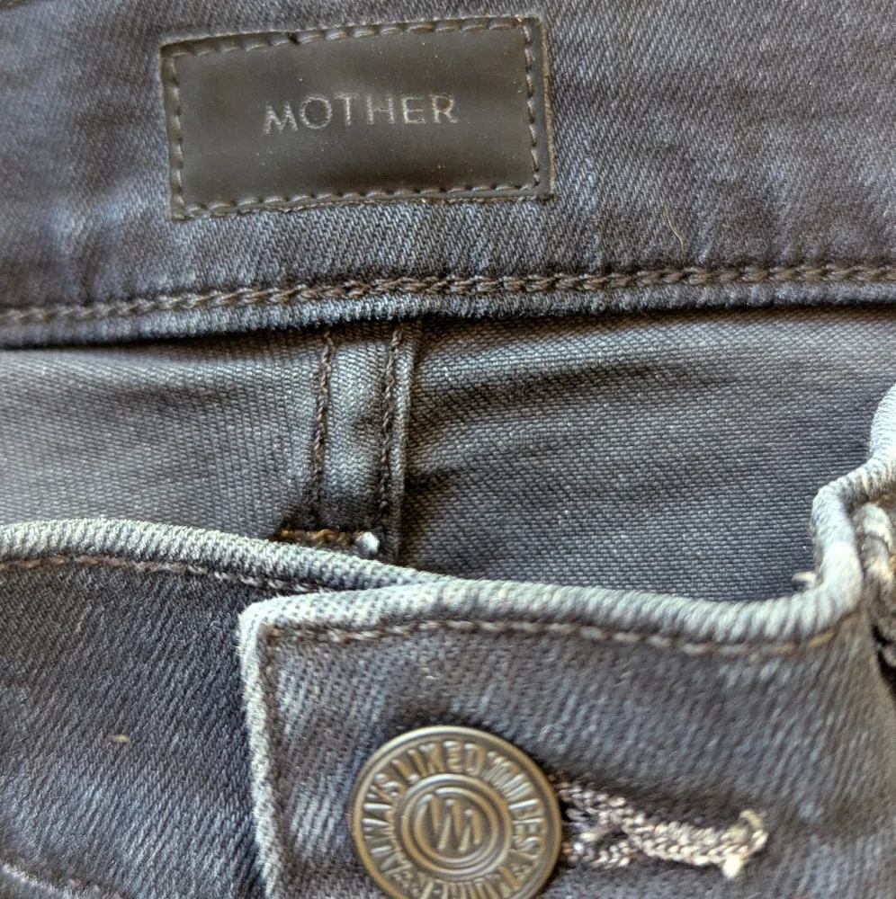 Mother Hustler Fray Jeans Sz‎ 27 Night in Paris Dark Blue Denim Raw Hem Flare - Picture 12 of 14